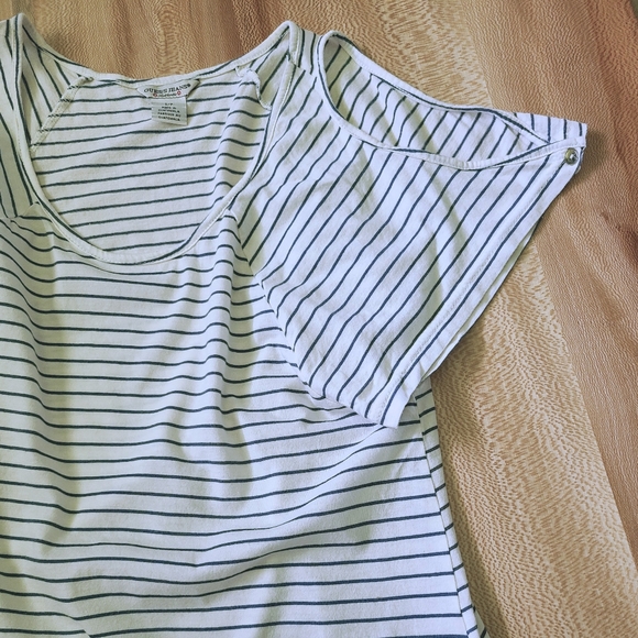 Guess Cold Shoulder Stripped Cotton Shirt - Picture 5 of 5